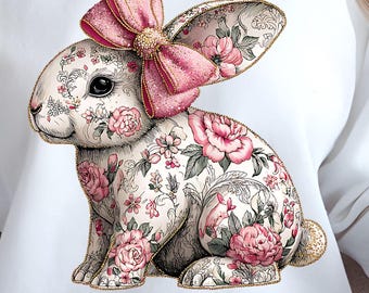 Toile Bunny PNG: Rosa rosett-kokett-sublimeringsdesign (digital nedladdning)