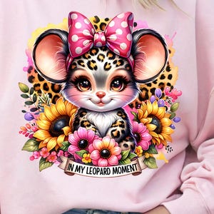 Leopard Mouse Sublimation Design: Girly PNG for Mugs & Totes (Digital Download)