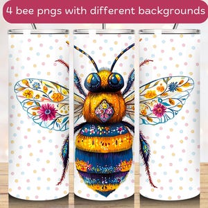 Honey Bee Tumbler Sublimation Design: Floral Watercolor (Digital Download)