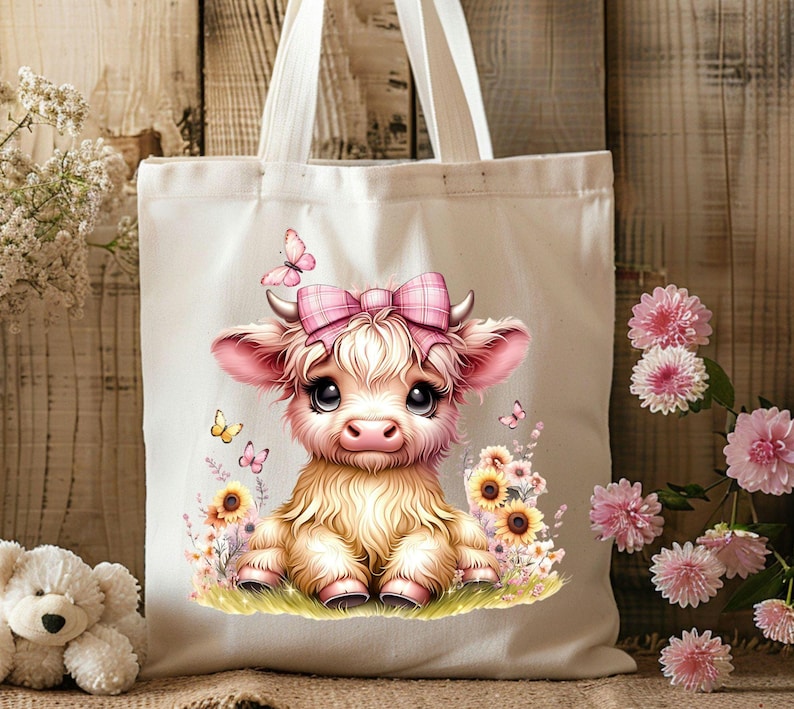 Baby girl Highland Cow nursery Coquette PNG with pink bow sunflowers Sublimation Design digital download onesies t-shirt POD product png.  For designing t-shirts, mugs, stickers, tote bags and other and POD products.  listing includes 1 PNG image with transparent background Size is 4096 x 4096 px, 300 dpi (high quality)  Immediate Digital Download. There is no physical product.  You can resize to create t-shirts, sweatshirts, mugs, mousepads, coasters, totes, or anything else you can sublimate