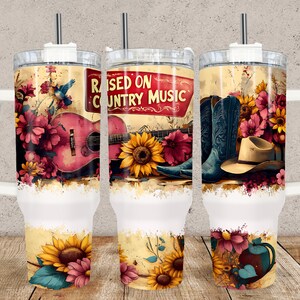 Gobelet country western 40 oz musique cow-girl PNG sublimation musique country design téléchargement numérique, téléchargement numérique instantané uniquement
