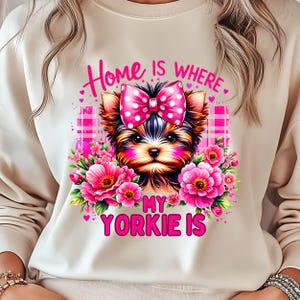 Yorkshire Terrier dog lover png Yorkie Mom Mama gift Pink Sublimation Design floral pet t-shirt png coquette design sublimation mug tote