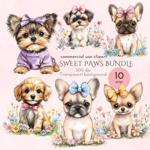 Welpen Clipart png Mädchen Dusche Hund Liebhaber Einladung Aquarell Aufkleber Karten Onesies Shih Tzu Yorkie Frenchie Chihuahua Doodle
