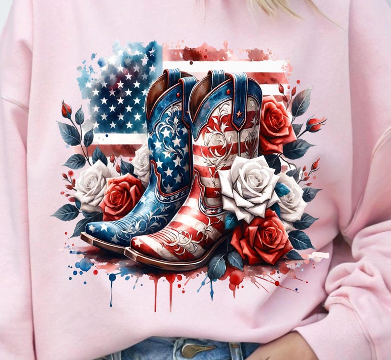 Patriotic Cowgirl boots PNG, 4th of July Memorial Day America Country Western Patriotic Coquette Fourth Of July Sublimation Design, Trendy America USA Popular PNG digital
This is a digital download for sublimation printing. No physical product will be shipped.

What’s Included?
✔ One high-quality PNG file (300 DPI, no watermarks)
✔ Size is 4096 x 4096 pixels, transparent background


This is NOT an SVG and cannot be used as a cutting file.