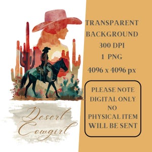 Cowgirl Desert PNG horse lover cactus Sublimation Digital Download Instant Digital Download Country Western png clipart cowgirl desert horse

This is a digital download for sublimation printing. No physical product will be shipped. Available for immediate download.

What’s Included?
✔ One high-quality PNG file (300 DPI, no watermarks)
✔ Size is 4133 x 5067 pixels, transparent background