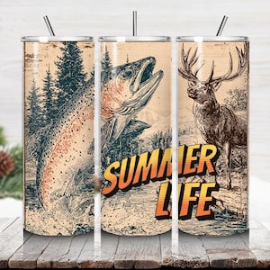 Trout Fish Tumbler Wrap: 20 oz Skinny Sublimation Design (PNG Digital Download)