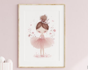 Pink ballerina nursery art baby shower gift expectant Mother new Mom gift little girl room decor