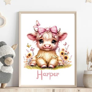 Baby girl Highland Cow nursery Coquette PNG with pink bow sunflowers Sublimation Design digital download onesies t-shirt POD product png.  For designing t-shirts, mugs, stickers, tote bags and other and POD products.  listing includes 1 PNG image with transparent background Size is 4096 x 4096 px, 300 dpi (high quality)  Immediate Digital Download. There is no physical product.  You can resize to create t-shirts, sweatshirts, mugs, mousepads, coasters, totes, or anything else you can sublimate