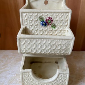 Vintage 1950s Ivory Ceramic Match Wall Holder -- MADE IN JAPAN