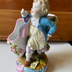 Antique 18th century Royal Vienna Handpainted Shoe Cobbler With Double Bud Vase