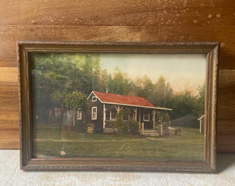 7 1/2 x 9 1/2インチの絵画用ヴィンテージ木製壁掛けフレーム、説明を