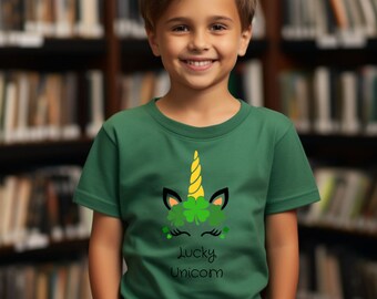 Unicornio de la suerte, camiseta del Día de San Patricio para niños, camiseta tonta para niños, Día de San Patricio para niños pequeños, Unicornio del Día de San Patricio