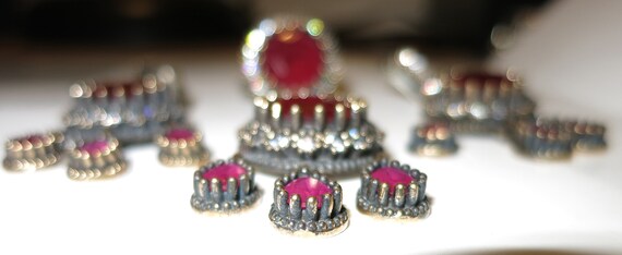 Authentic Handmade Turkish Ottoman Ruby Jewelry S… - image 5