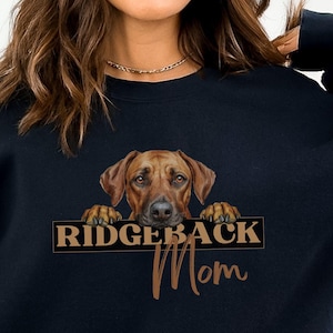 Ridgeback Mom Shirt - Cute Peeking Rhodesian Ridgeback Tee - Funny Gift for Ridgeback Mama - Crewneck, Hoodie, Comfort Colors T-Shirt