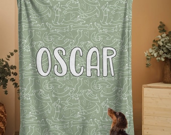 Personalized Dachshund Blanket: Custom Velveteen Microfiber Dog Blanket