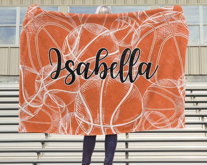 Personalized Basketball Blanket, Velveteen Microfiber Blanket, Gift for Basketball Mom, Player, Birthday Gift, Mother's Day, Basketball Swag