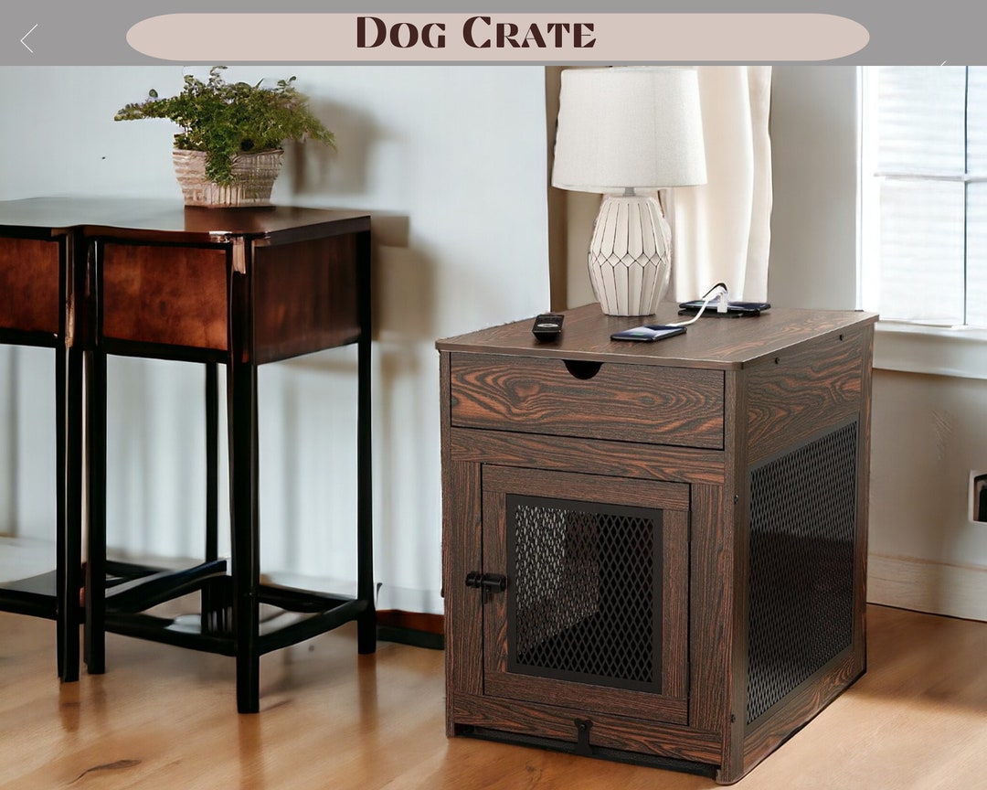 Thumbnail for Handcrafted Live Edge Dog Crate For Air Flow