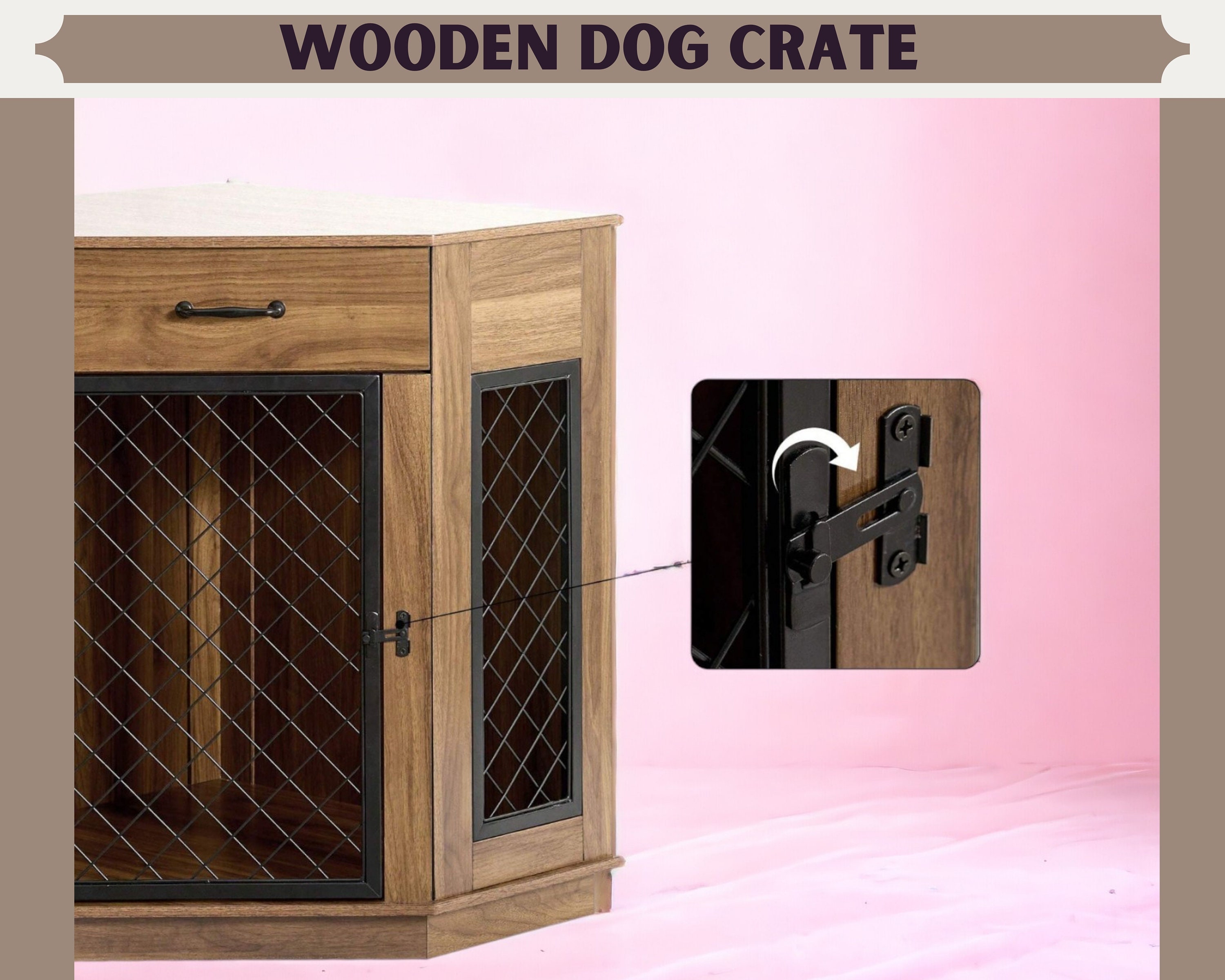 Modern Wooden Dog Crate Furniture, Indoor Dog House for Large Dogs ...