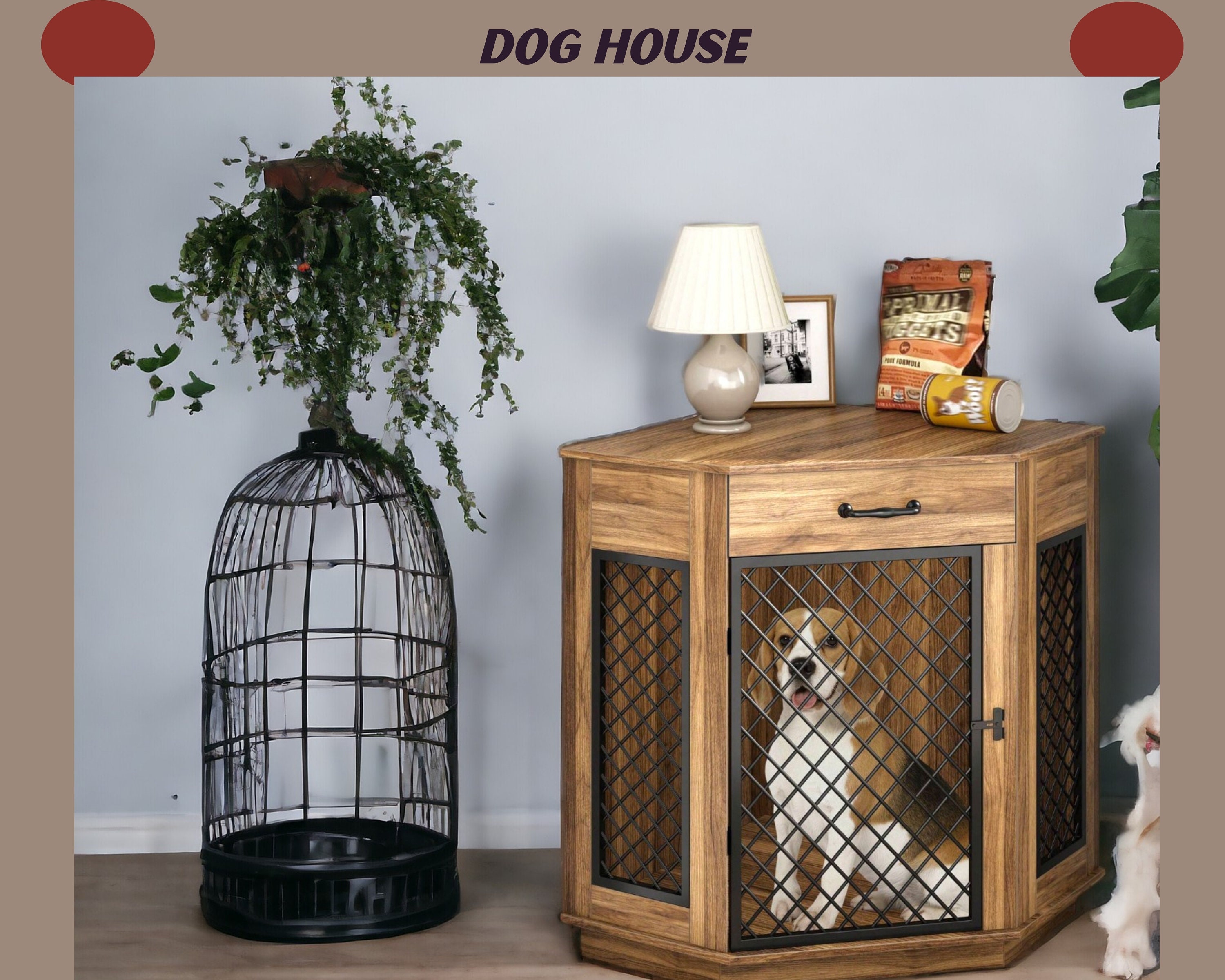 Beautiful view of Handcrafted Live Edge Dog Crate With Clear Coat