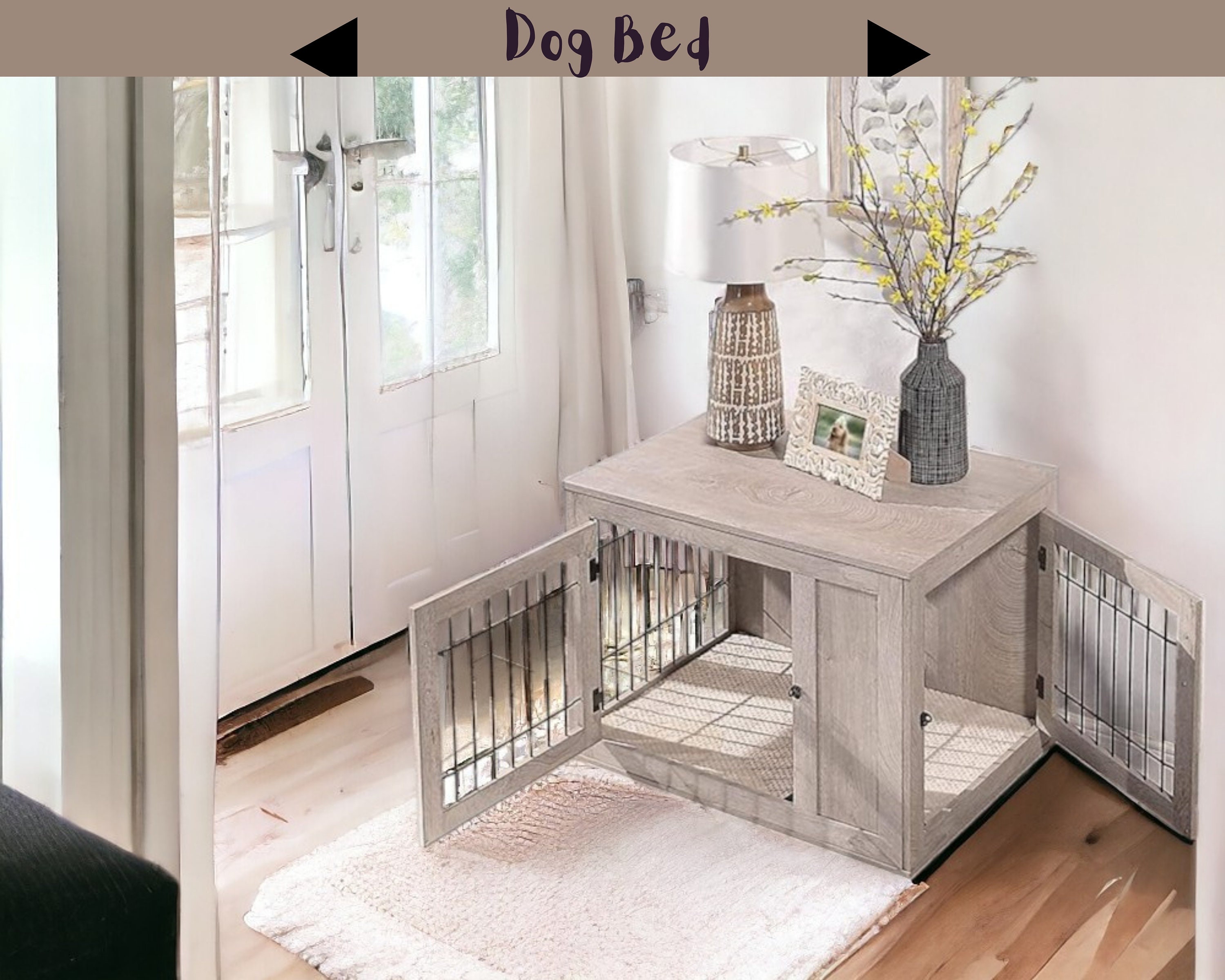 Modern Wooden Dog Crate Furniture, Indoor Dog House for Large Dogs ...