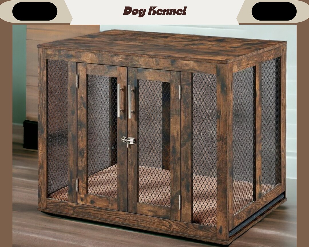 Modern Wooden Dog Crate Furniture, Indoor Dog House for Large Dogs ...