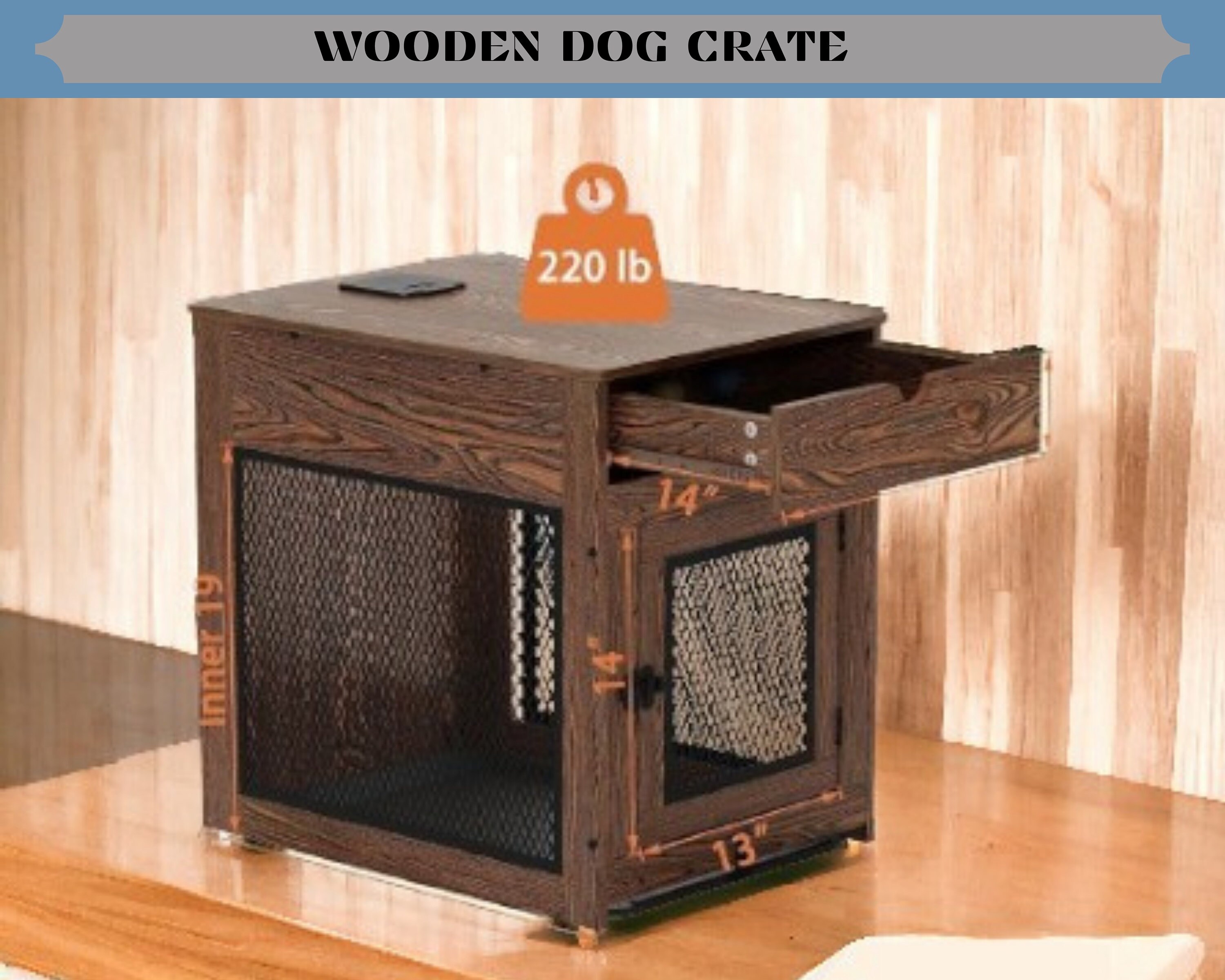 Modern Wooden Dog Crate Furniture, Indoor Dog House for Large Dogs ...