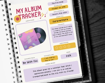 Rejestr śledzenia albumów muzycznych (rejestr płyt winylowych, CD, Spotify i Apple Music)