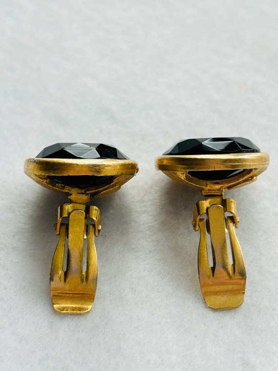 Large Vintage Kenneth J Lane Gold Clip On Earring… - image 4