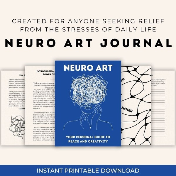 Digital Guided Neuro Art Therapy Journal, Creative Outlet, Emotional Release, Printable Mindful Art Journal