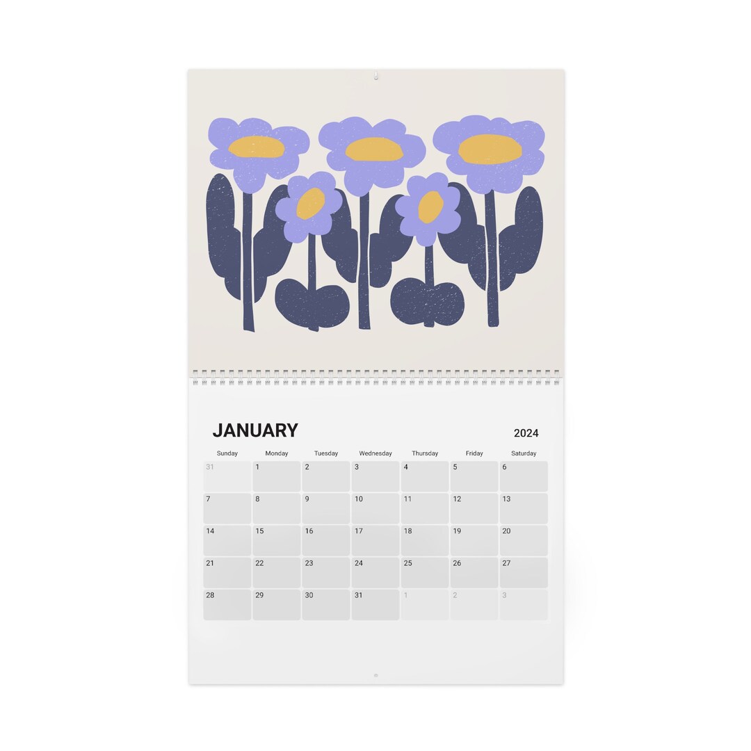 2024 Minimalist Flower Wall Calendar 2024, 10.8 8.4, Aesthetic Calendar
