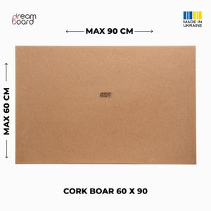 Large Cork Board for Wall Dream Board L 60x90 cm | Minimalist Frameless Cork Board | Office & Home Organizer | Eco-Friendly Pin Board