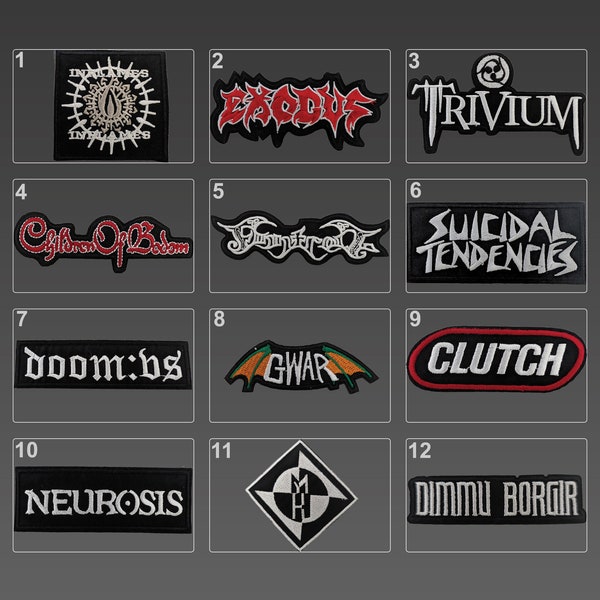 Heavy Metal Band Patches, Heavy Music Patches, Embroidery Patches, Iron On Patches, DIY Music Patches, Black Metal Bands, Thrash Metal Bands