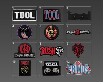 Tool Patches, Rush Patches, Embroidery Patches, Iron On Patches, DIY Music Patches, Hard Rock Band Patches, Progressive Metal Bands, Theater