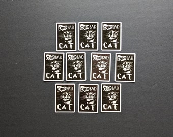 One Bad Cat Stickers, Animal Rock Stickers, Cute Animal Stickers, One Bad Cat Decals, Laptop Stickers, Water Bottle Stickers, Bad Cat, 10 pc