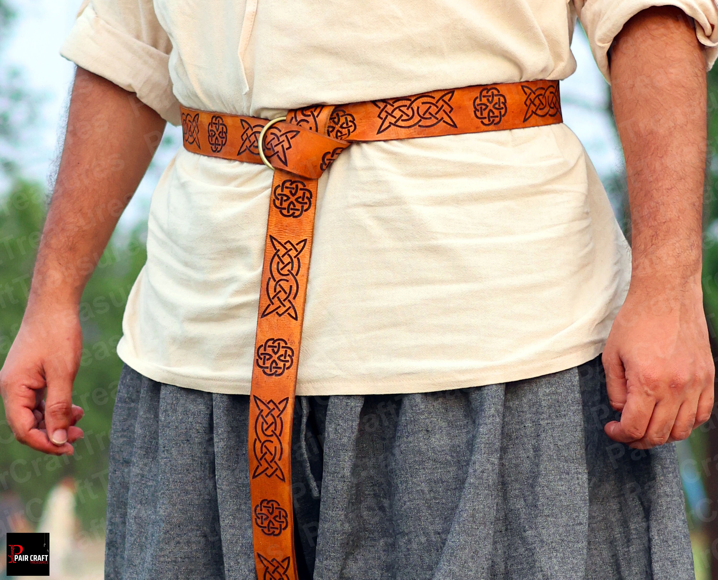 Medieval Viking Leather Belt Bag, Steampunk Gothic Wide Waist Belt