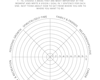 Wheel of Life Printable PDF, Life Goals Planner pdf Printable, Life organisation kit, Monthly Planner printable