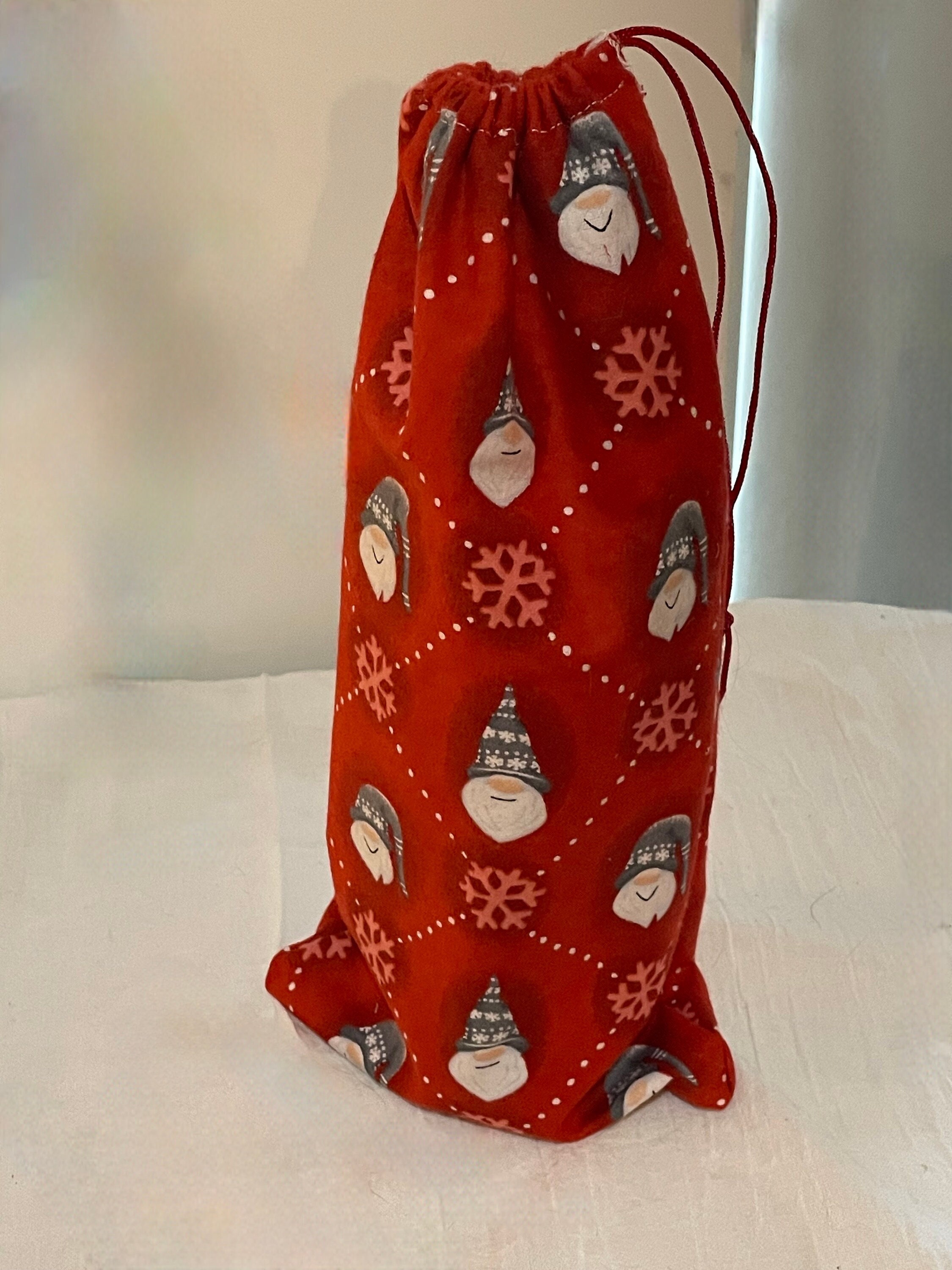 Wine Holder Gift Bag, Gnomes Print Fabric Bag Set of 2 Etsy