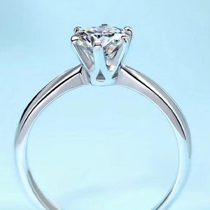 Engagement Ring, Moissanite Promise Ring, 925 Sterling Silver, 1ct Round Moissanite, Wedding Ring, Anniversary Gift, Promise Ring, Size 6