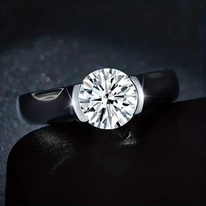 3ct Moissanite Ring, 925 Sterling Silver Ring, Wedding Ring, Engagement Ring, 3ct Round, Size 6,