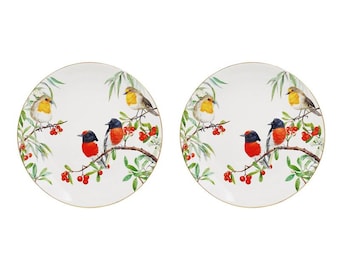 Red Breasted Robin Dinner Plate Set of 2 - 10 Inch - 25.4cm Diameter