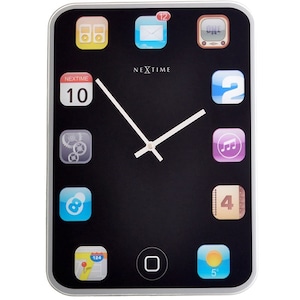 NeXtime Wall Pad Glass Clock 40cm - Designed by Paola Renna - Licensed - NEW