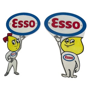 Esso Boy & Girl Cast Iron Wall Plaque Signs 29cm