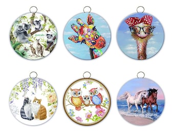 Set of 6 Animal Metal Hanging Coasters 15cm