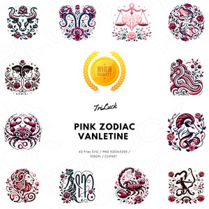 ZODIAC SIGN SVG, vZodiac Sign Clipart Bundle, Sternzeichen Valentinstag png, Valentinstag Sublimationsdesign