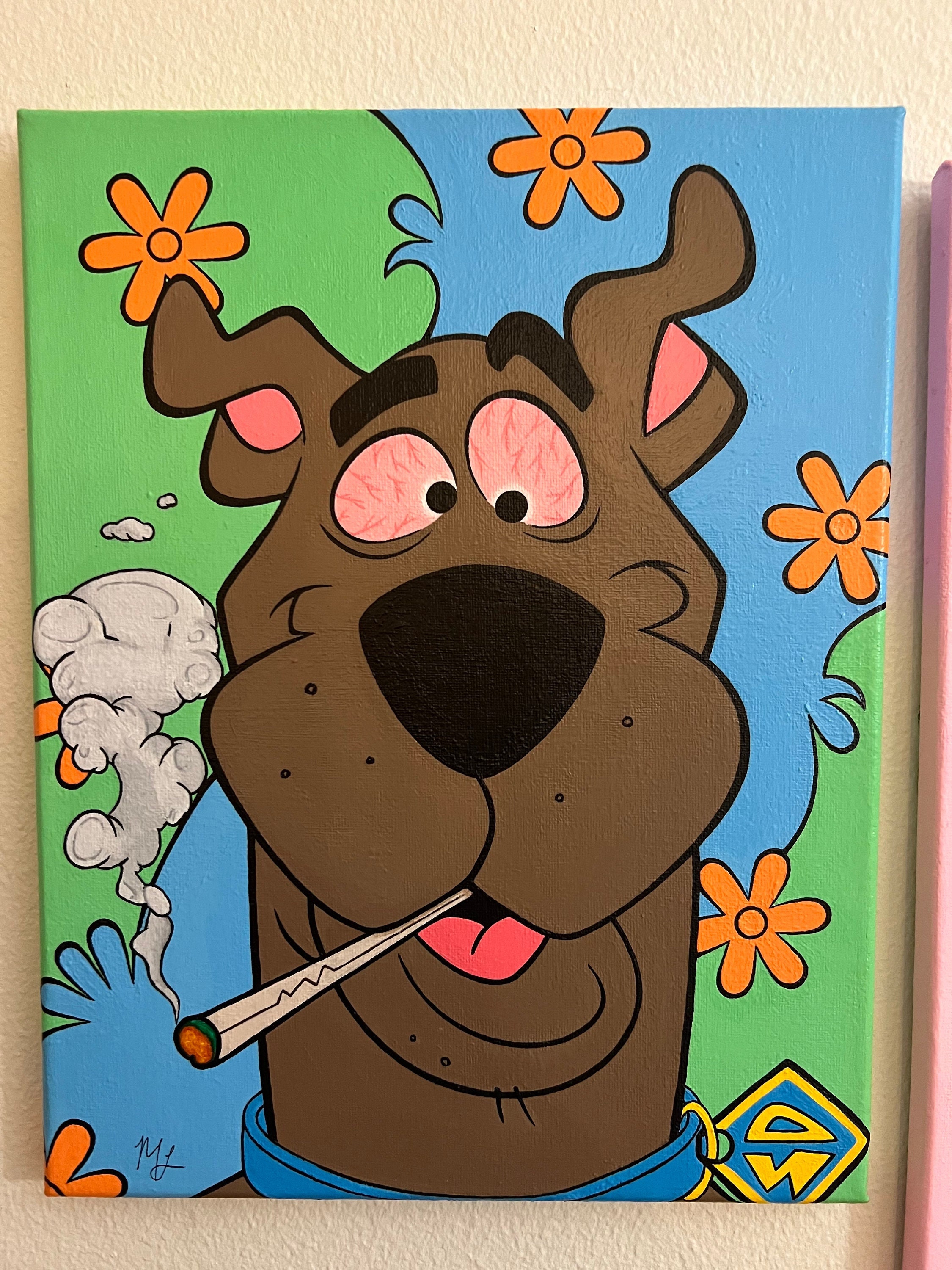 Stoner Cartoon Scooby-doo Portrait Original Handmade Acrylic - Etsy