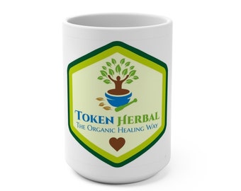15oz Ceramic Coffee Mug: Token Herbal Design