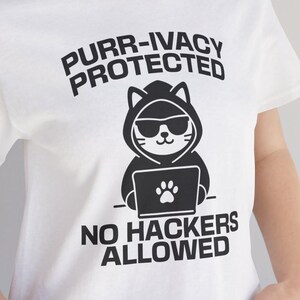 Purrivacy Protected Hacker Cat-tröja Rolig unisex programmerare-gåva för teknikälskare Cybersecurity Geekwear-kodning-tröja Nerdy Cat Dad Graphic Top