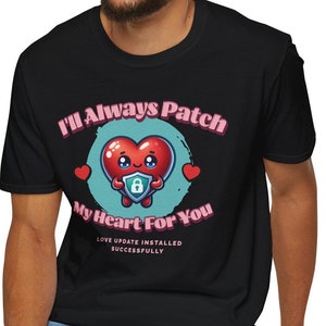 Funny IT Valentine's Day Unisex Softstyle T-Shirt, Patch My Heart Tee, Tech Lover Gift, Computer Geek Shirt, Programmer Valentine