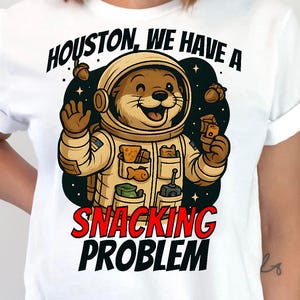 Nutria astronauta divertida PNG SVG – "Houston, tenemos un problema con los bocadillos" Clipart de animales espaciales para Cricut y sublimación