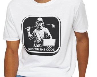 Golf cybersecurity uniseks softstyle T-shirt, cadeau programmeur, technologie-T-shirt, informaticashirt, IT-nerd aanwezig, grappige coderingstop